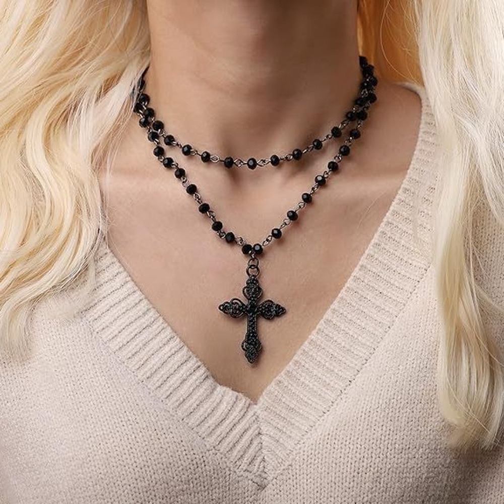 Women'S Vampire Accessories - سحر القوطية الأسود الجوف التدريجي الصليب