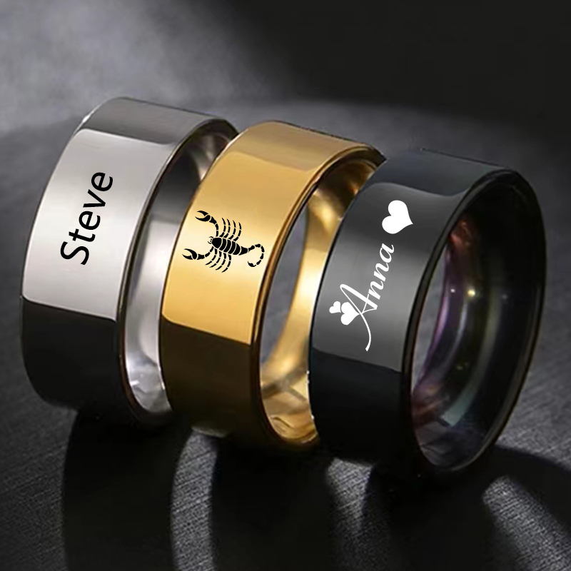 Women Accessories Logo - خاتم شخصي ناعم من الفولاذ المقاوم