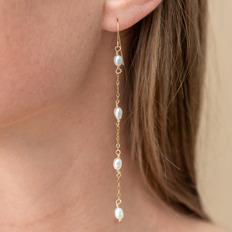 14K الذهب معبأ أقراط اللؤلؤ ال - مراجعة Tassel Earrings Boho وسعره