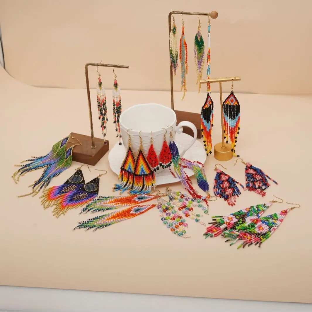 أقراط مع شرابة وتصميم زهرة ، ا - مراجعة Tassel Earrings Boho وسعره