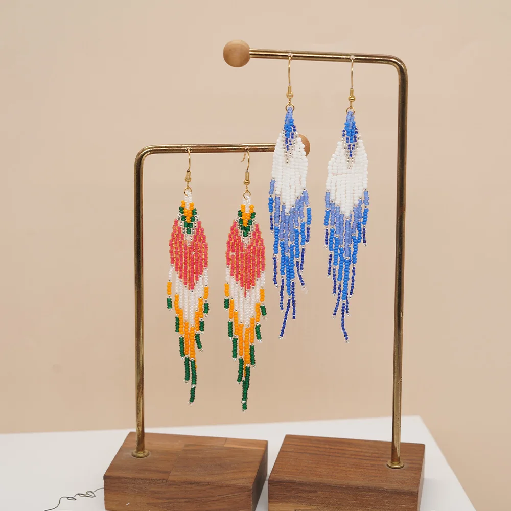 أقراط مع شرابة وتصميم زهرة ، ا - مراجعة Tassel Earrings Boho وسعره