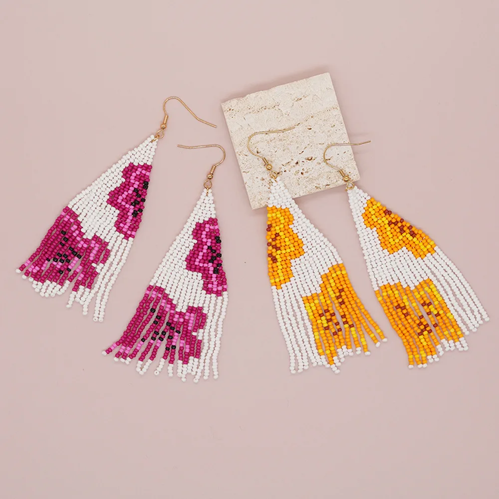 أقراط مع شرابة وتصميم زهرة ، ا - مراجعة Tassel Earrings Boho وسعره